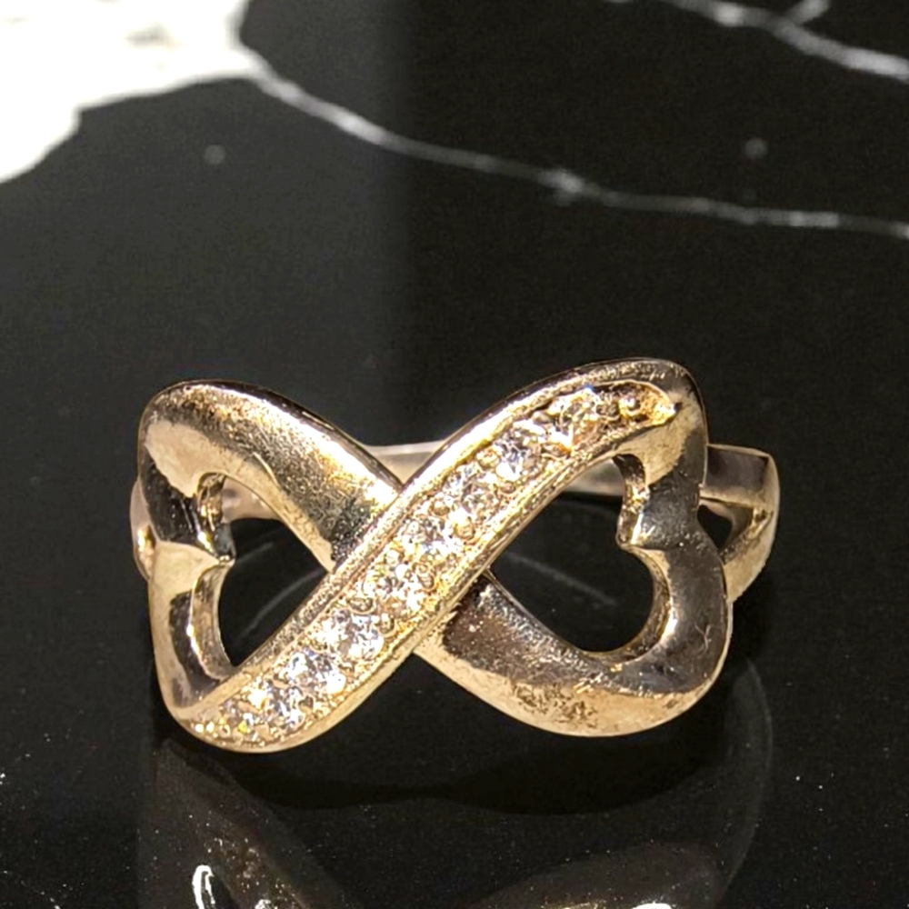 Sterling Silver & Clear Sparkle Stones Infinity Heart Ring